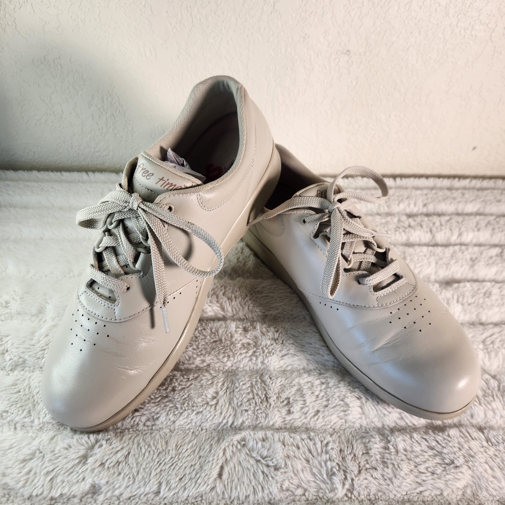 SAS Shoes Womens 10M Free Time Bone Walking Oxford Grey Leather Low Top Lace Up